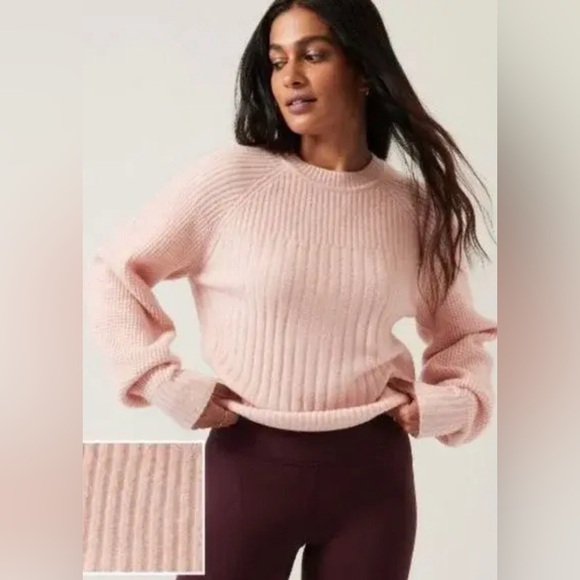 NWT Athleta Layover Pink Crew Sweater Merino Blend Size 3x. - Picture 2 of 11